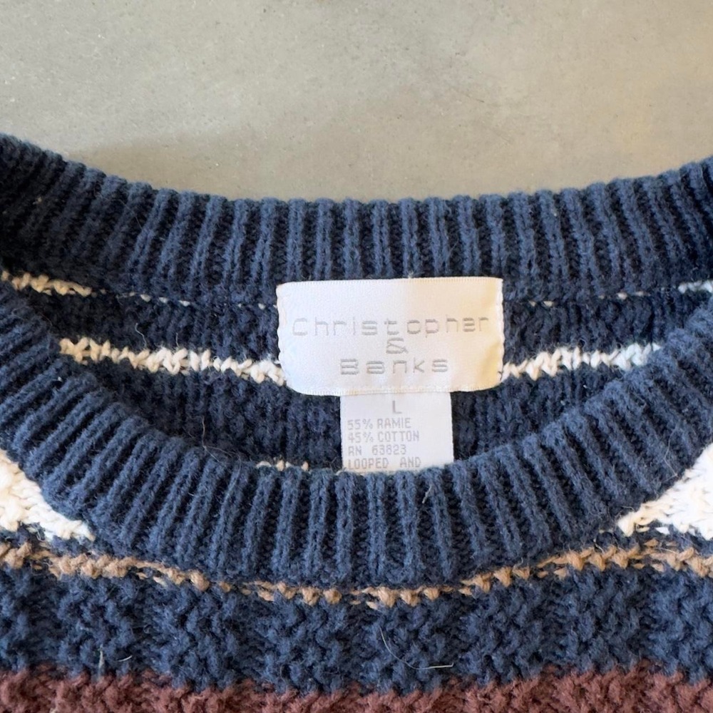 Vintage Christopher & banks striped knit pattern pullover sweater - Picture 2 of 6